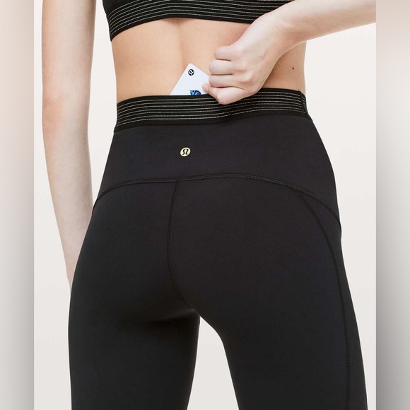 Lululemon✨Principal Dancer Golden Lining Tight *28"✨Black✨RARE LIKE NEW✨sz 6 - Picture 5 of 16